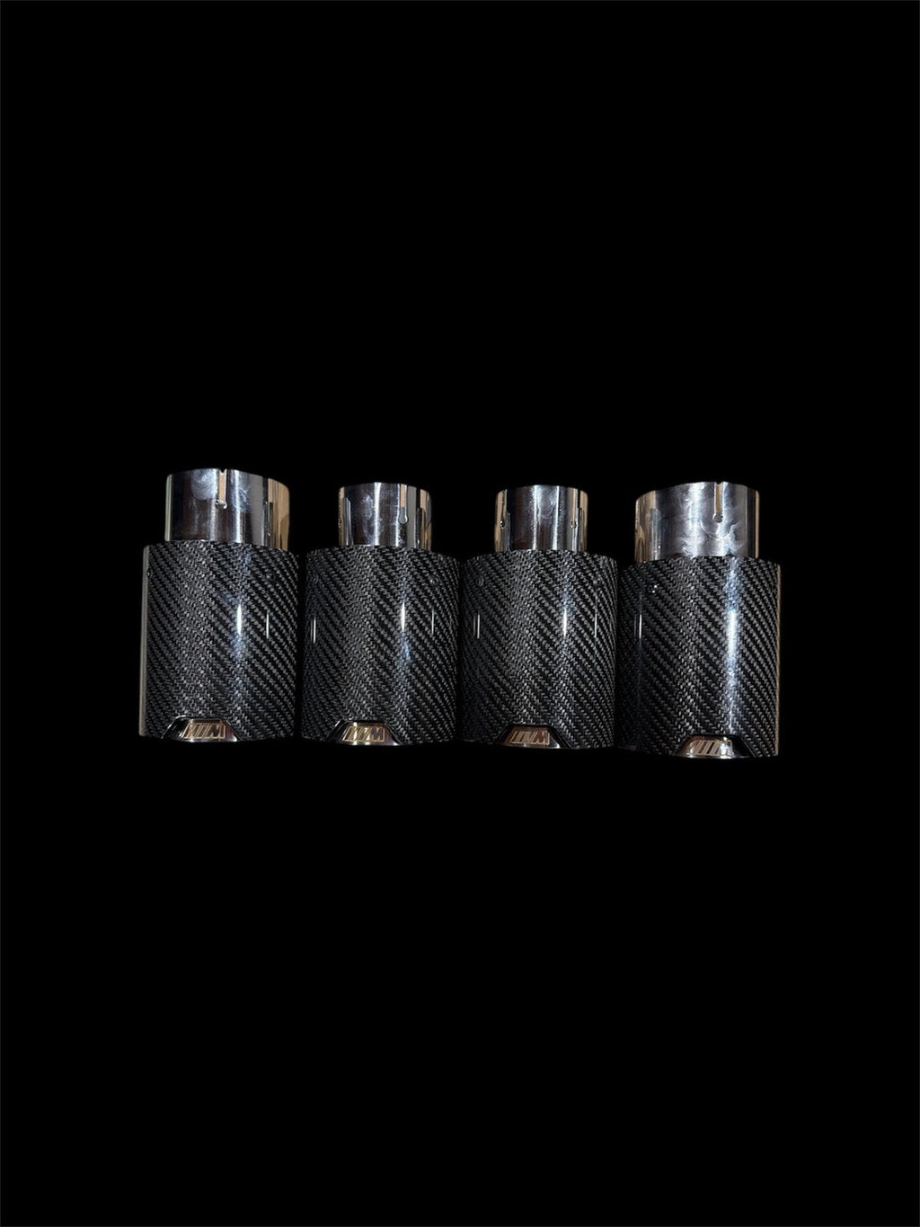 Quad carbon fibre exhaust tips with polished stainless inners
