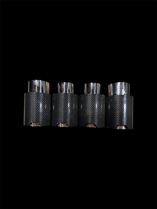 Quad carbon fibre exhaust tips with polished stainless inners