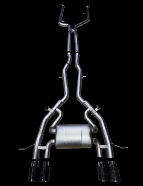 Complete Ventarii G8X valved exhaust system — full cat-back with X-pipe midpipes, muffler and quad carbon tips